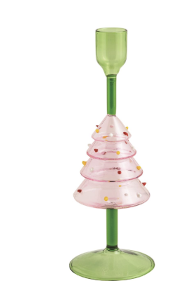 Christmas Glass Taper Holders