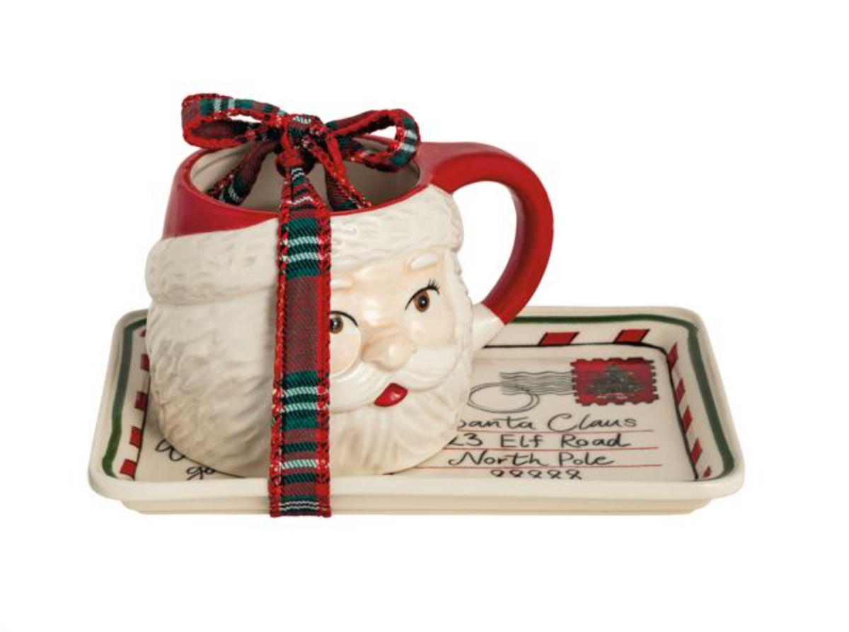 Figural Santa Milk & Cookies Set