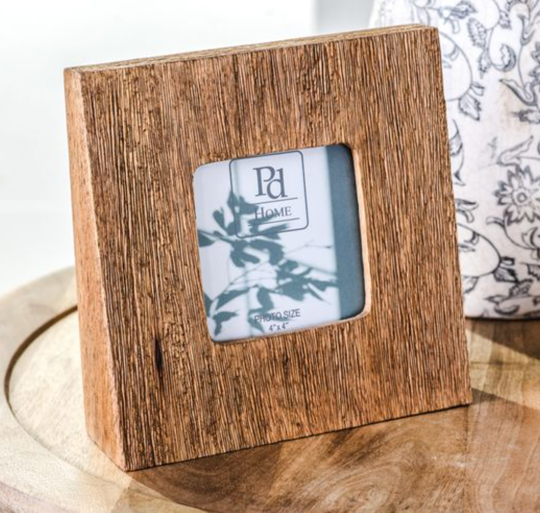 4 X 4 SQ. NAT. WOOD PHOTO FRAME