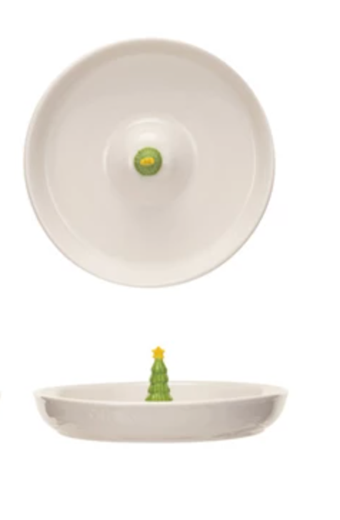 Stoneware Dish w/ Holiday Figure, 4 Styles