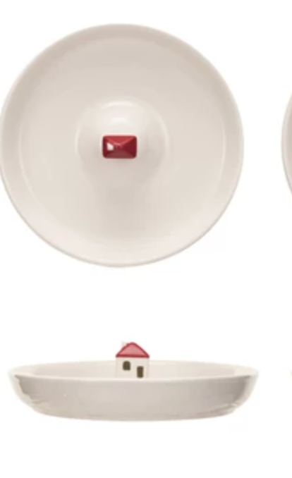 Stoneware Dish w/ Holiday Figure, 4 Styles