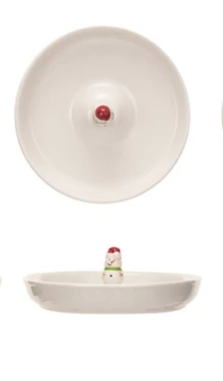 Stoneware Dish w/ Holiday Figure, 4 Styles