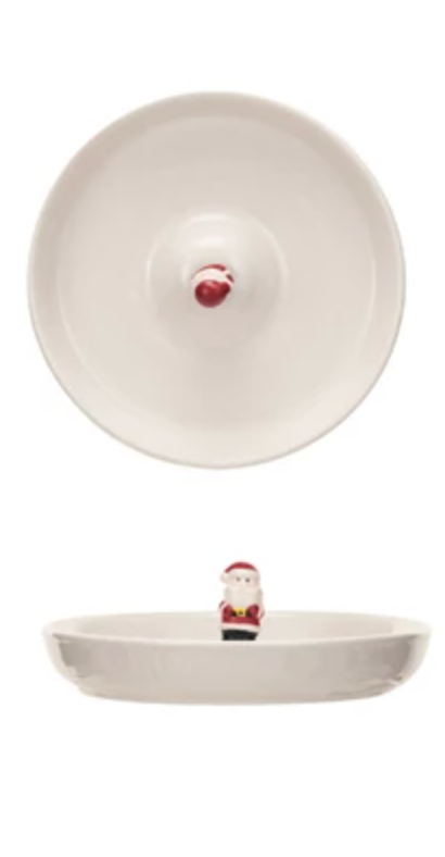 Stoneware Dish w/ Holiday Figure, 4 Styles