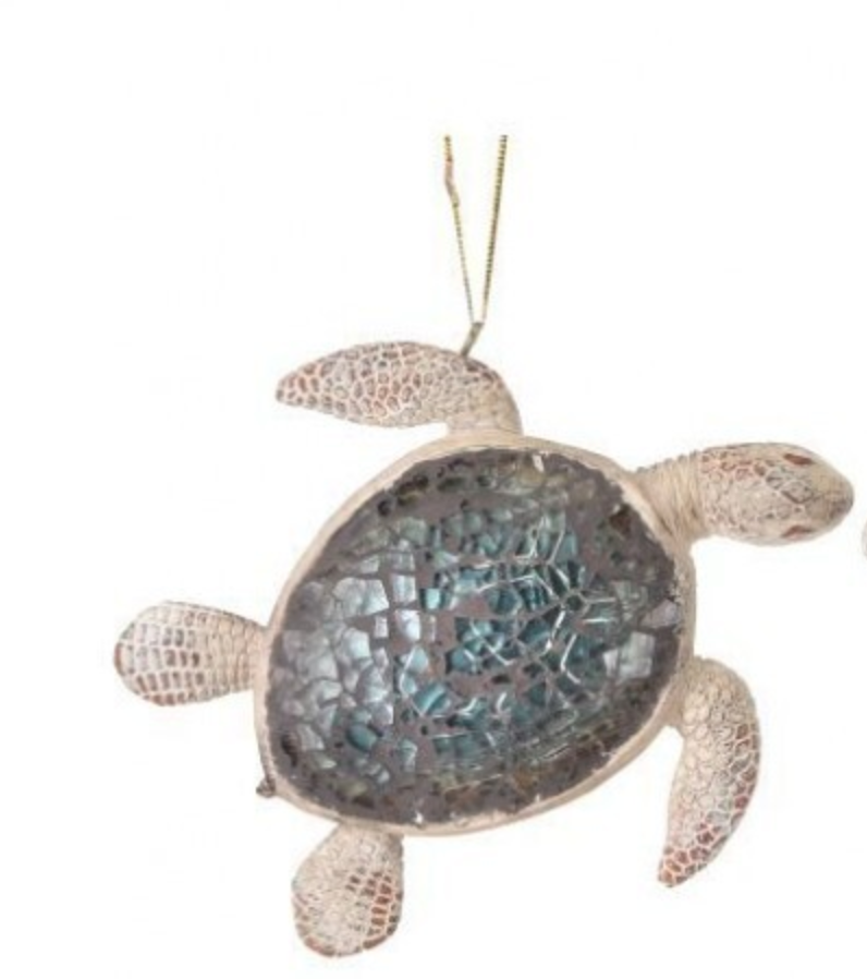 5" RESIN MOSAIC SEA TURTLE ORNAMENT