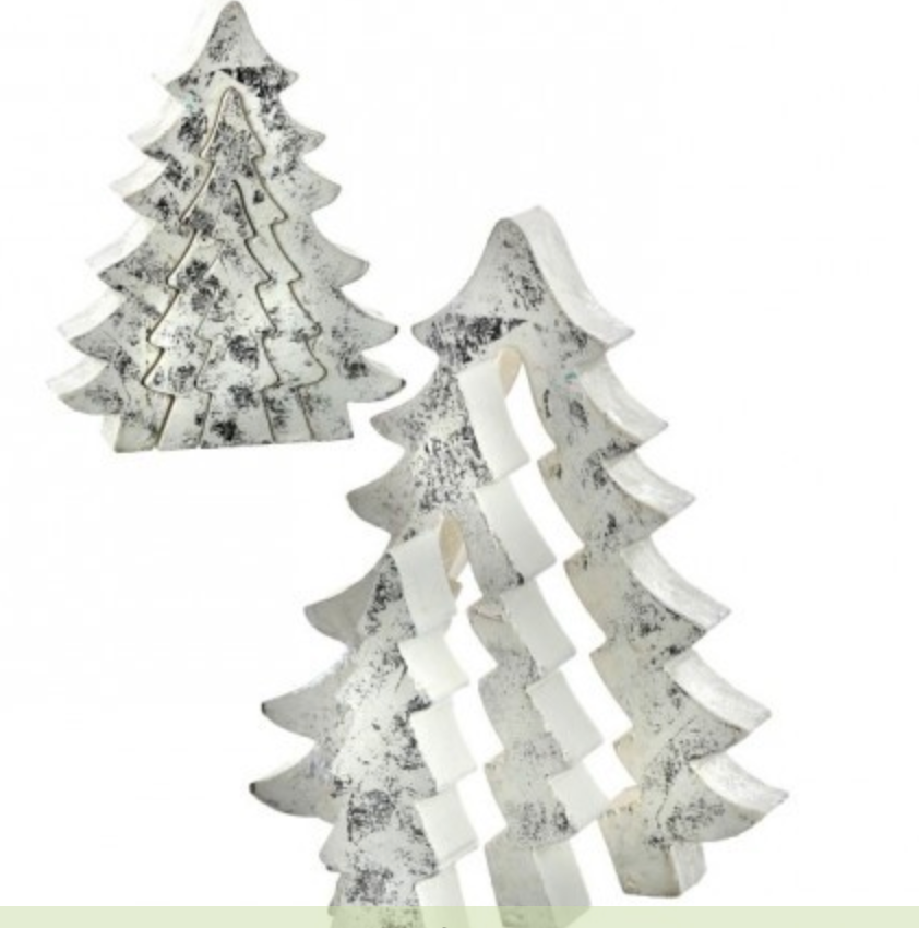 5-8" MDF WASHED SILVER LEAF PUZZLE TREE SET"
