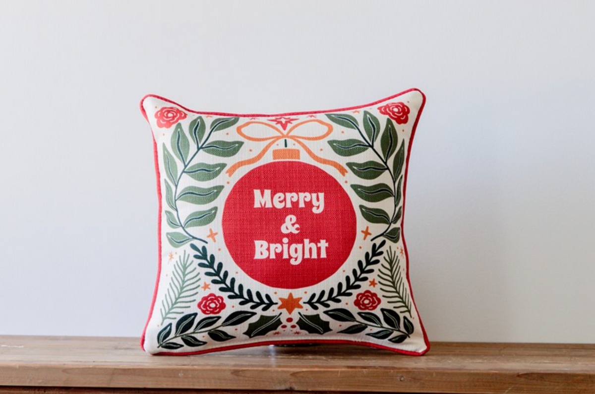 Modern Merry and Bright Ornament Ball Pillow