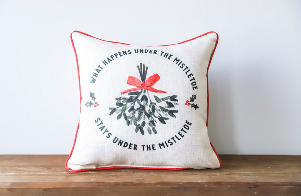 What Happens Under the Mistletoe Circle Pillow