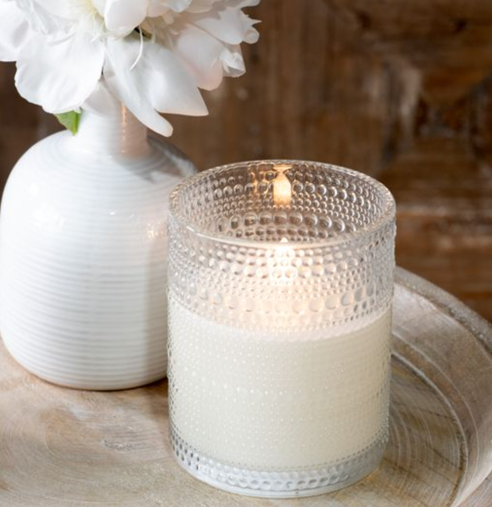 5" LED BEADED GLASS CANDLE