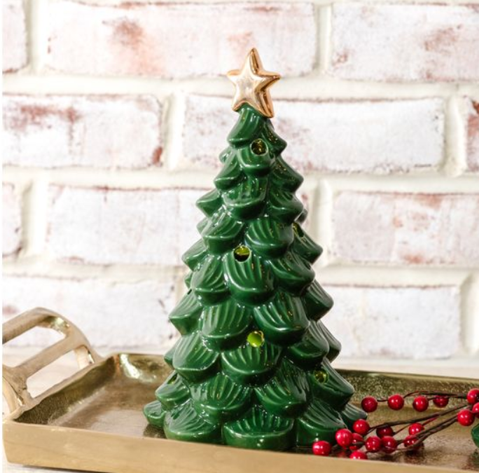 9.5"H LED GREEN TREE W/ STAR