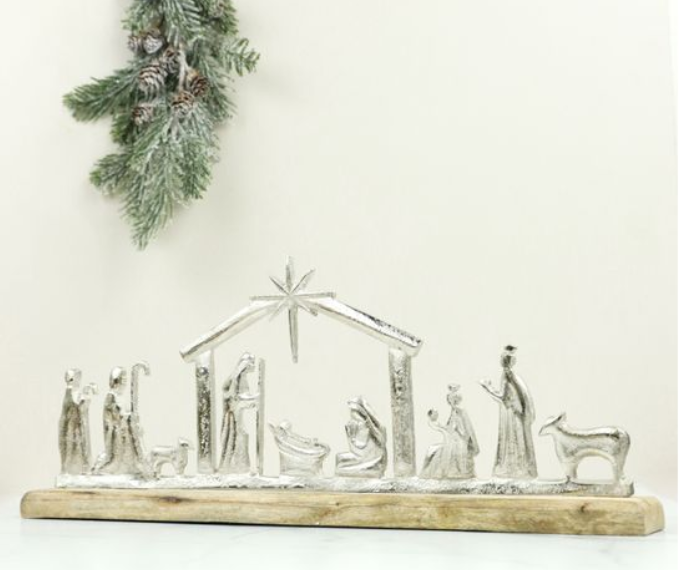 19.7" ALUM. WOOD NATIVITY TABLETOP