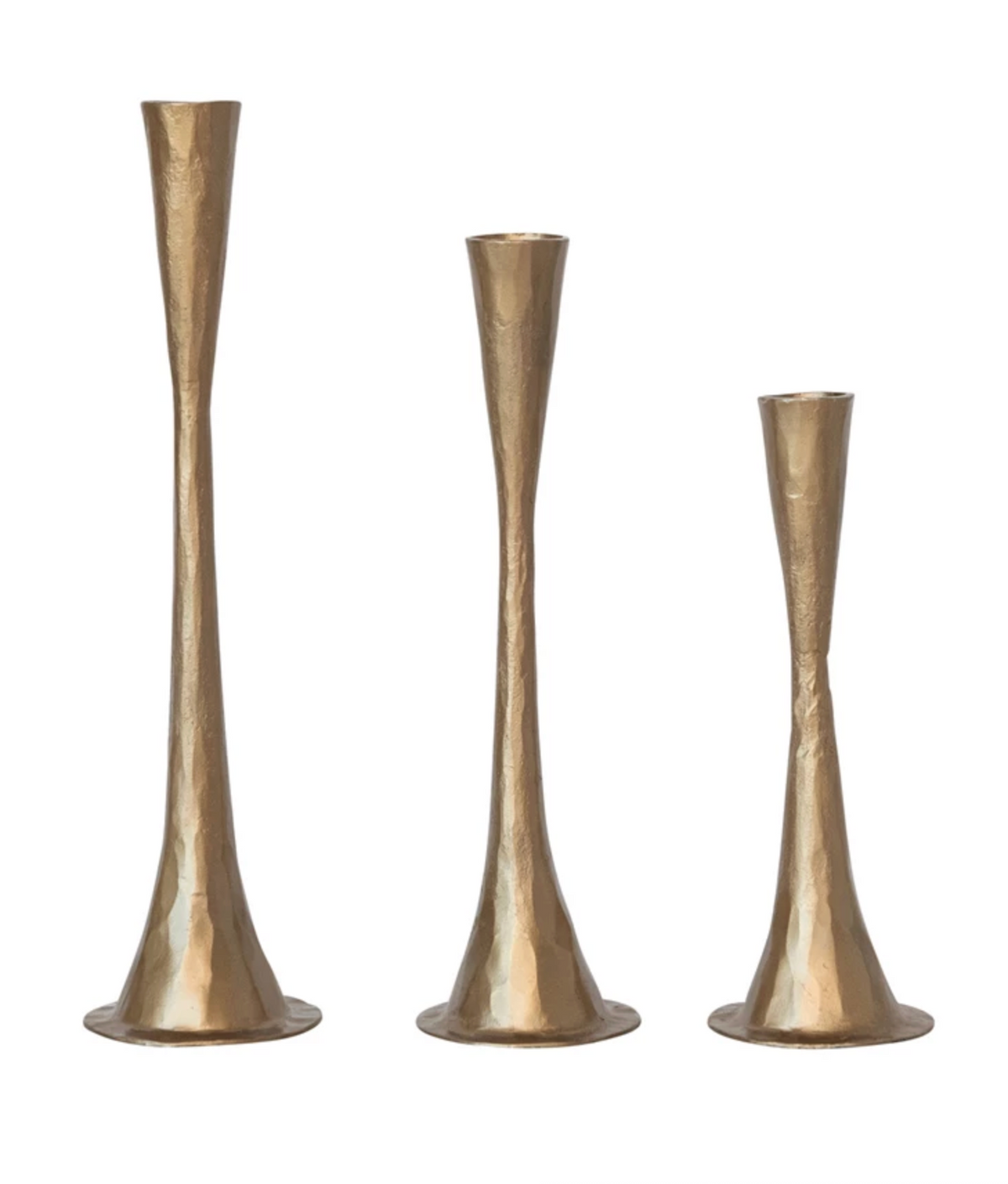 Hand-Forged Cast Iron Taper Holders, Antique Brass Finish. Each sold separately.