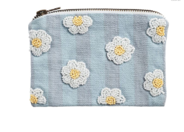 Blue Stripe Floral Bead
Zipper Pouch