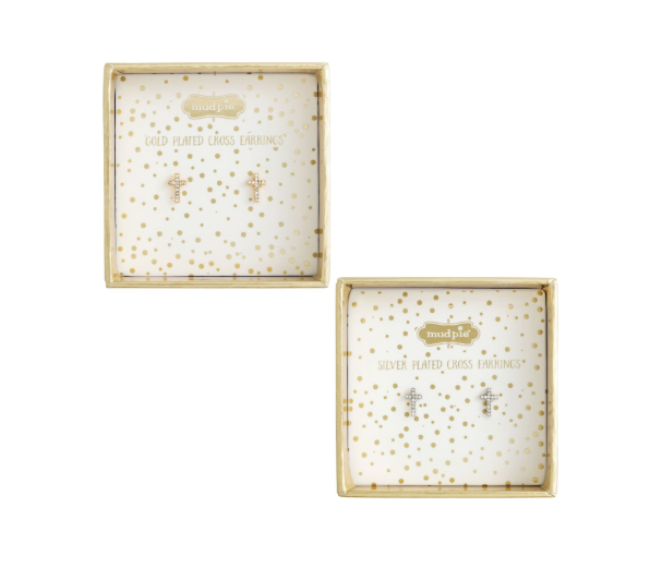 Gold Cross Stud Earrings