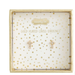Gold Cross Stud Earrings