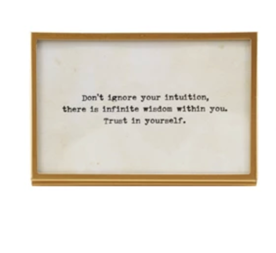 Metal & Glass Frame w/ Easel & Saying, Gold Finish, 3 Styles (Holds 4" x 6" Photo). Each Sold Separately.