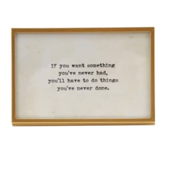Metal & Glass Frame w/ Easel & Saying, Gold Finish, 3 Styles (Holds 4" x 6" Photo). Each Sold Separately.