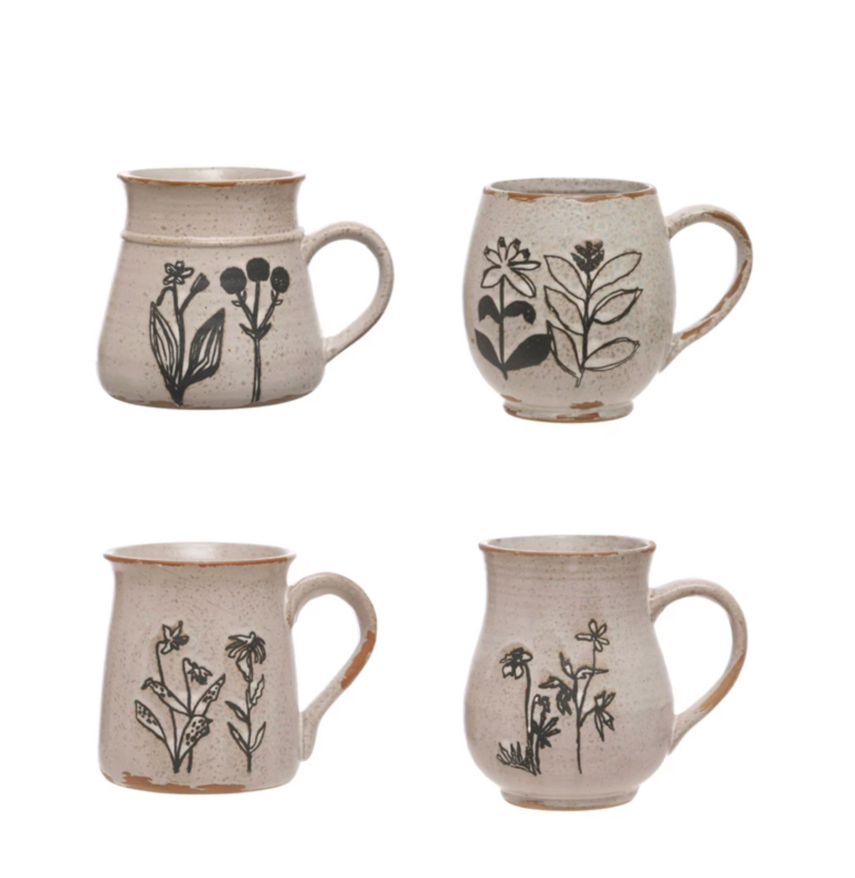 15 oz. Debossed Stoneware Mug , 4 Styles (Each One Will Vary). POS only