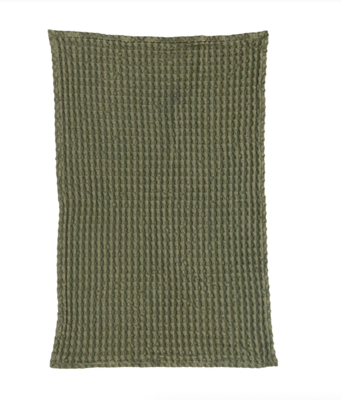 Stonewashed Cotton Waffle Weave Tea Towel, Green