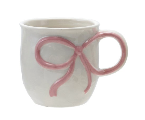 18 oz. Stoneware Mug with Bow Handle, 4 Colors. Each Sold Separately.