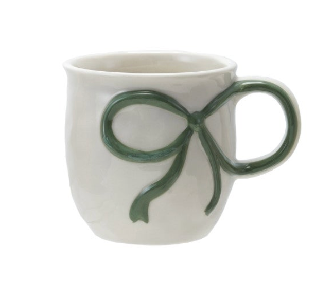 18 oz. Stoneware Mug with Bow Handle, 4 Colors. Each Sold Separately.
