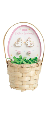 Side Bunny Easter Stud Earring Basket
