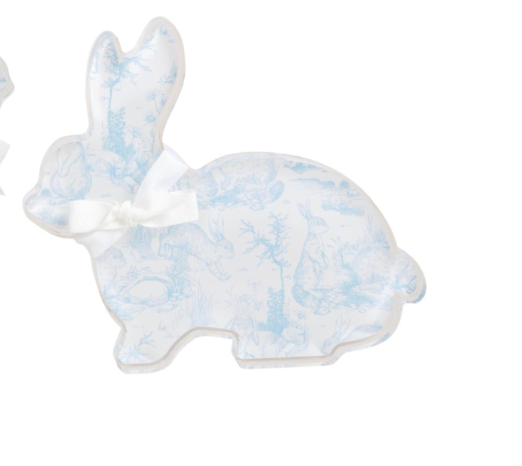 Laying Down Toile Acrylic Bunny Sitter