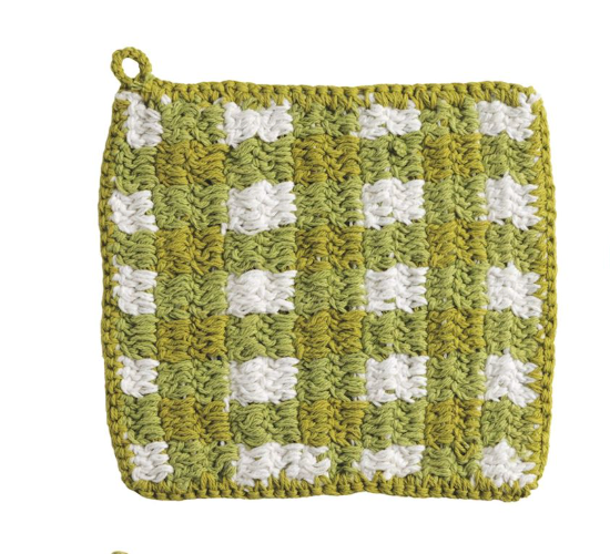 Green Check Pot Holder