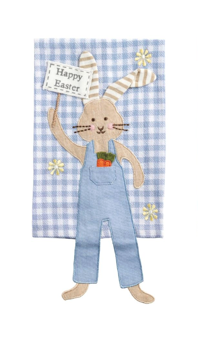 Blue Check Bunny Dangle Leg Towel