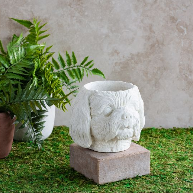 6" WHITE DOG FACE PLANTER