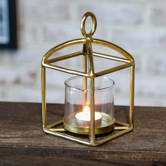 6.7" GOLD IRON LANTERN