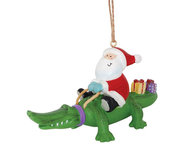 Resin Ornament - Santa on Alligator