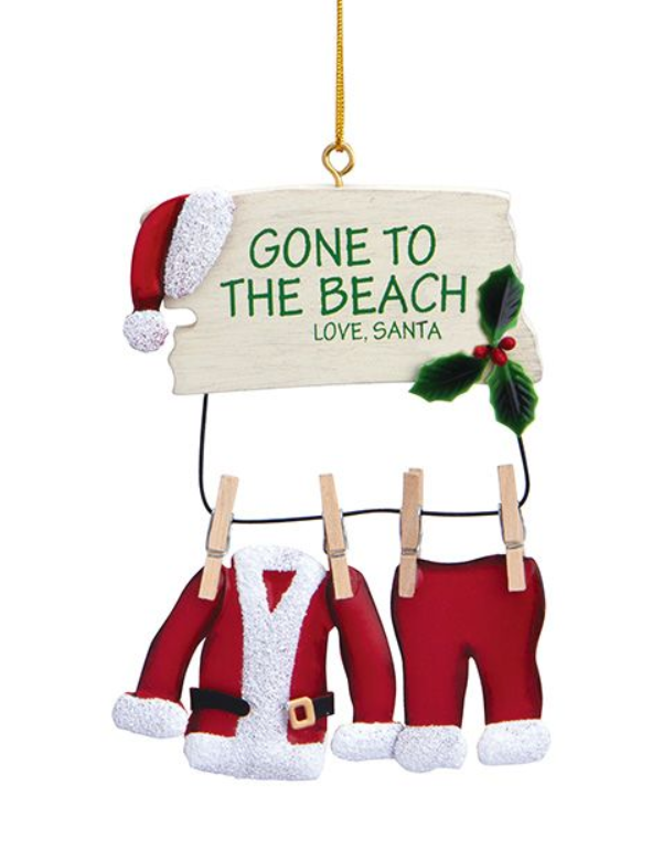 Metal Ornament - Gone to Beach Santa