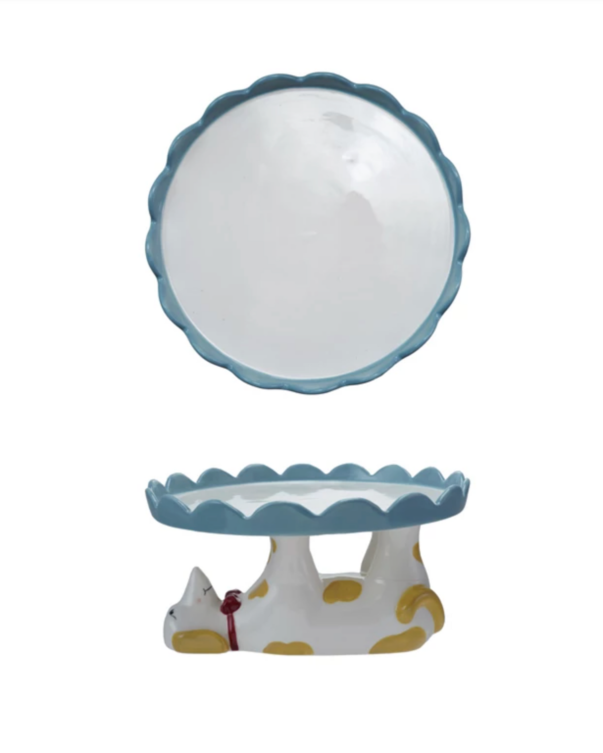 Stoneware Scalloped Cake Stand with Dachshund Shaped Base