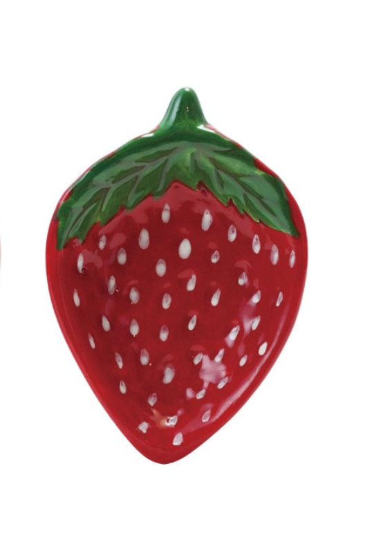 Hand-Painted Ceramic Strawberry Shaped Dish, 2 Styles. Each Sold Separately.