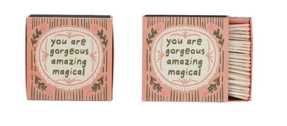 Safety Matches in Matchbox w/ Saying, 4 Styles. Each Sold Separately.