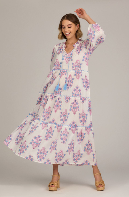 White & Pink Floral Block Print