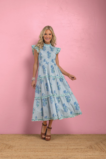 Perin Smocked Midi Dress