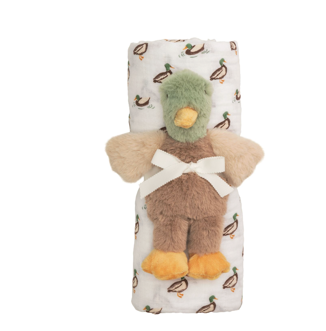 Mallard Swaddle & Rattle Set
