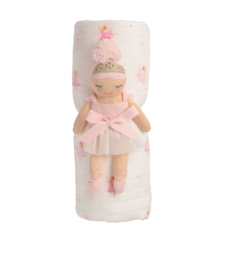 Ballerina Swaddle & Rattle Set