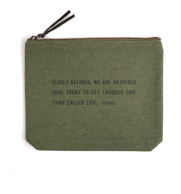 Dearly Beloved Canvas Zip Bag- Rosemary