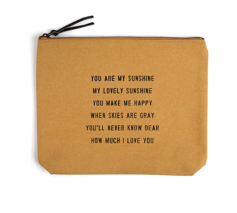 You Are My Sunshine Canvas Zip Bag- Sunflower