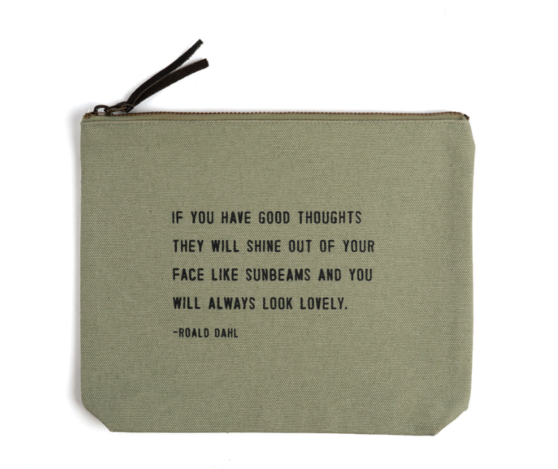 Always Look Lovely (Roald Dahl) Canvas Zip Bag-Mint