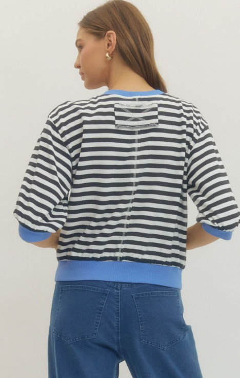 Entro stripe top black,  and blue Top