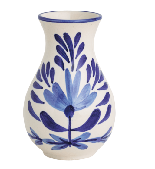 Medium Blue Floral Bud Vase