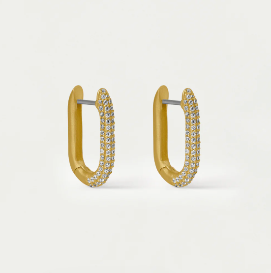 Juliette Pavé Huggie Hoop - Gold -White Topaz