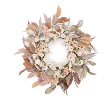 Mixed Foliage/Blossom Wreath 24”D Polyester