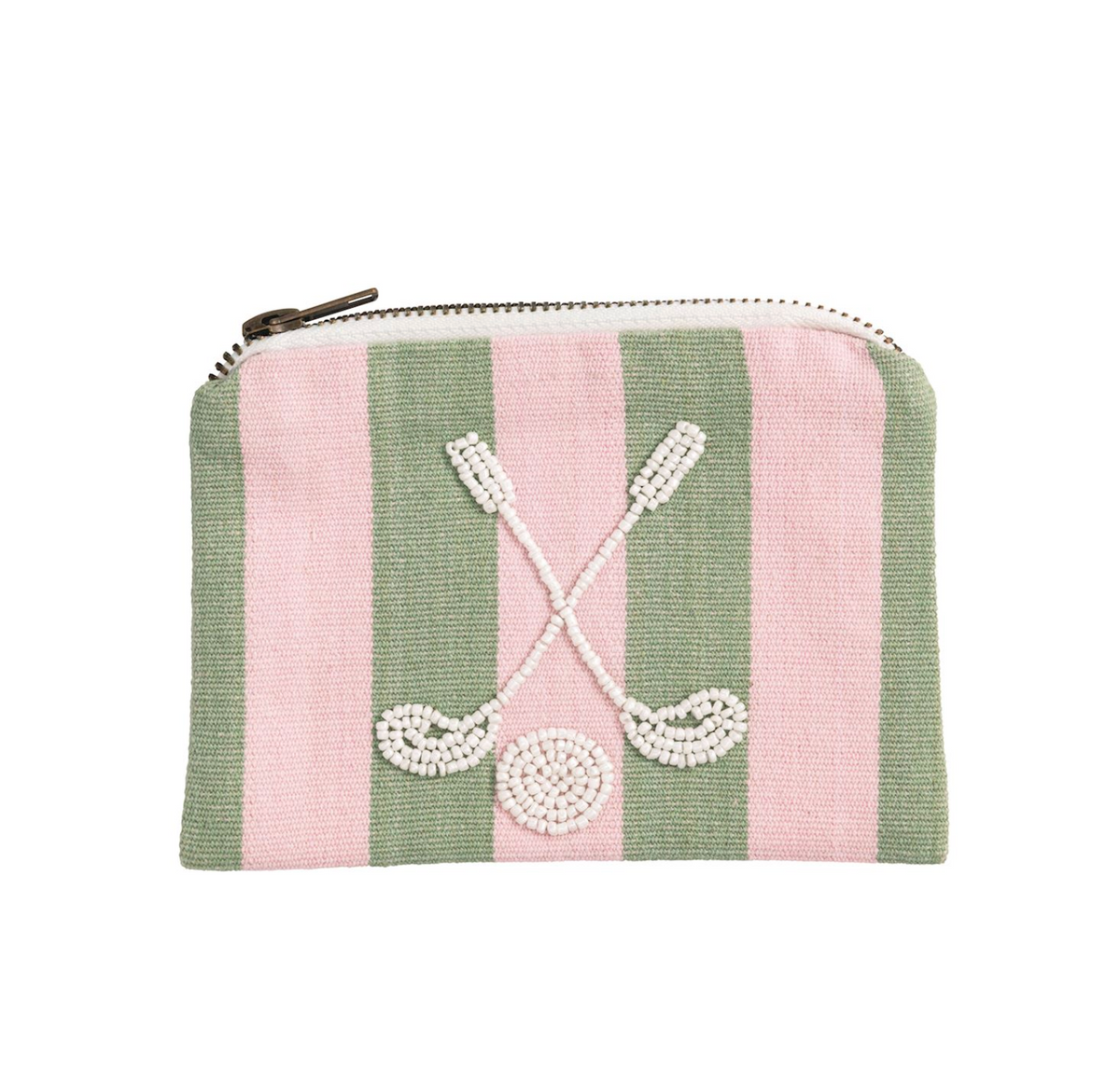 Pink Stripe Golf Beaded Pouch