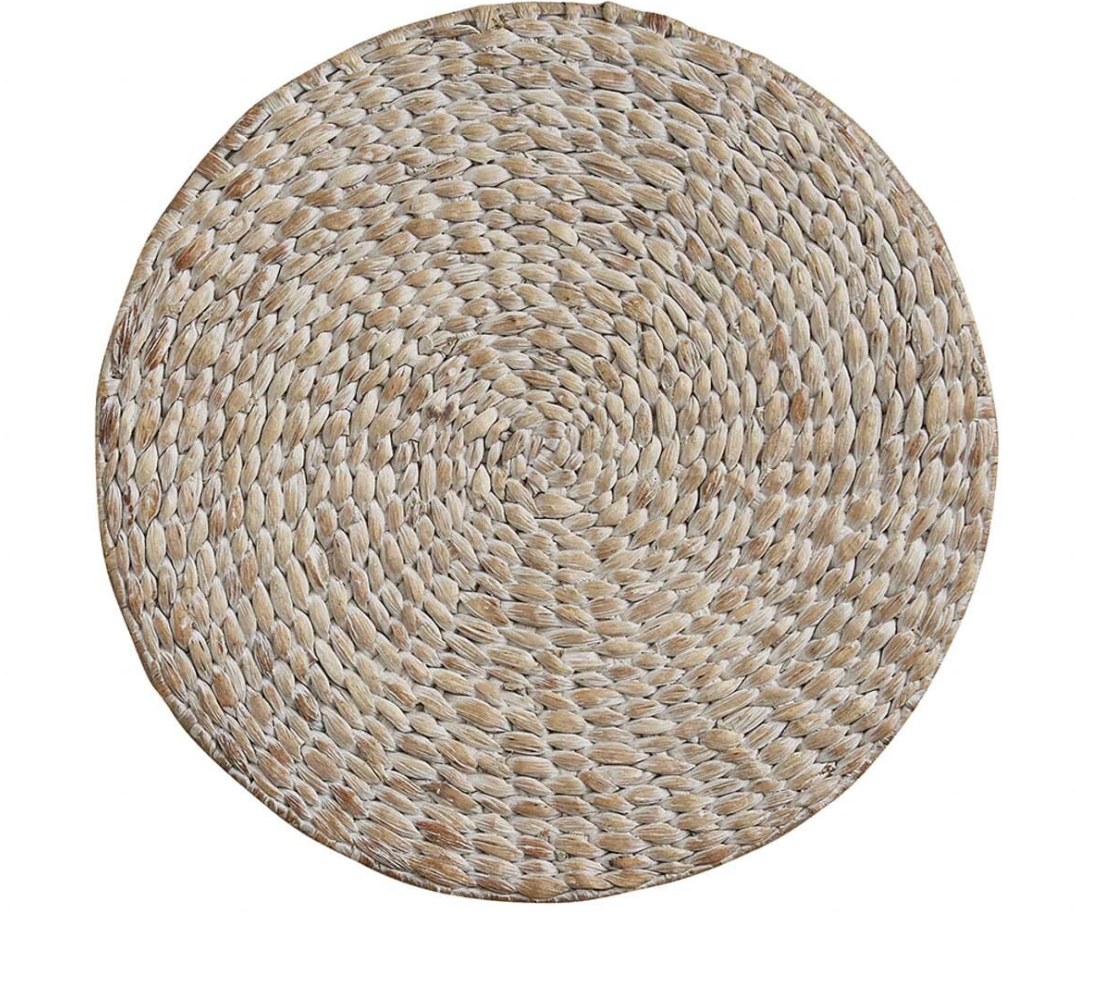 Braided Hyacinth Round Placemat - White