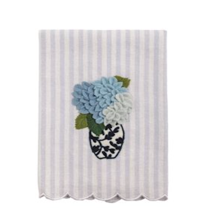 Hydrangea Topiary Embroidered Towels