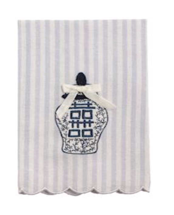 Ginger Jar Topiary Embroidered Towels